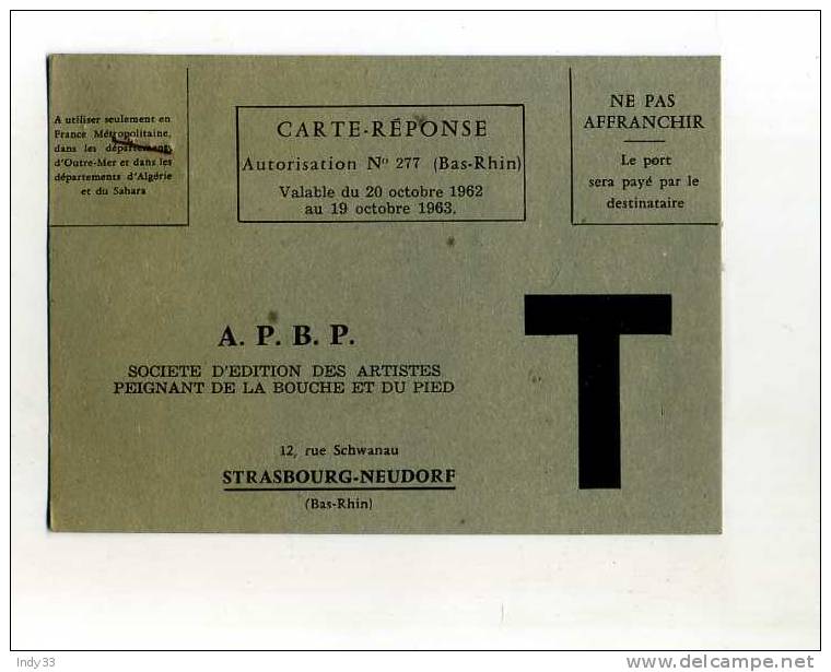 - FRANCE ENTIERS . CARTE-REPONSE T DE L´A.P.B.P. - Karten/Antwortumschläge T