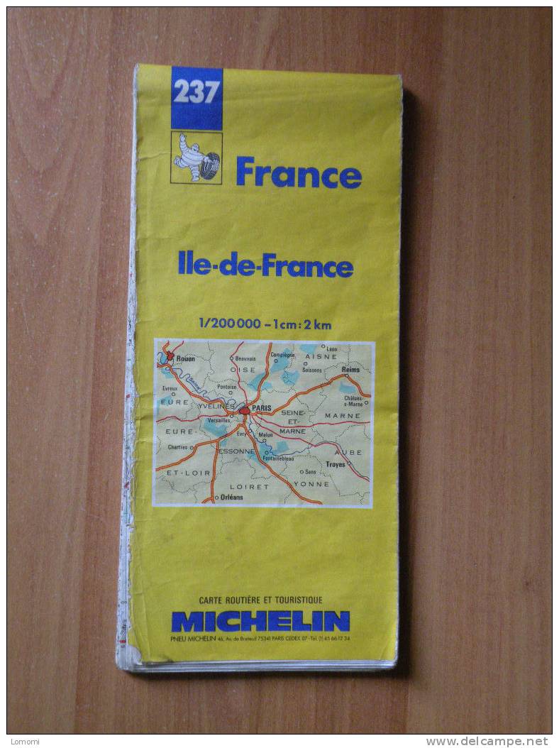 *Carte Routière Michelin N° 237 - France, Ile De France - 1989 état Moyen - Cartes Routières