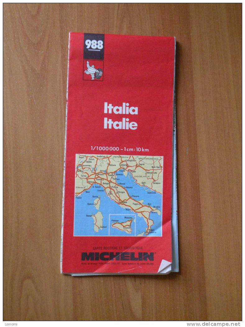 Carte Routière Michelin N° 988 -  Italia - Italie - Italy - Italien - 1990 Trés Bon état - Autres & Non Classés