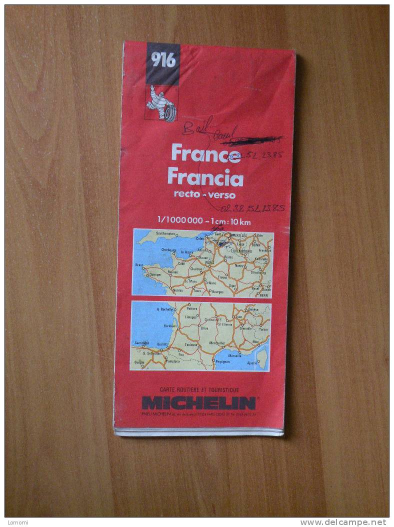 Carte Routière Michelin N° 916 -  France, Frankreich - 1992 Trés Bon état - Autres & Non Classés