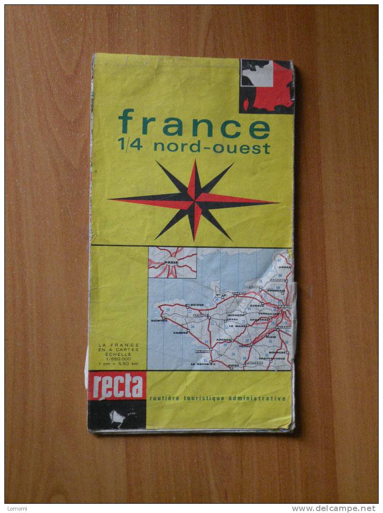 Carte Routière Recta  - France 1/4 Nord Ouest  - Année ?  état Moyen - Autres & Non Classés