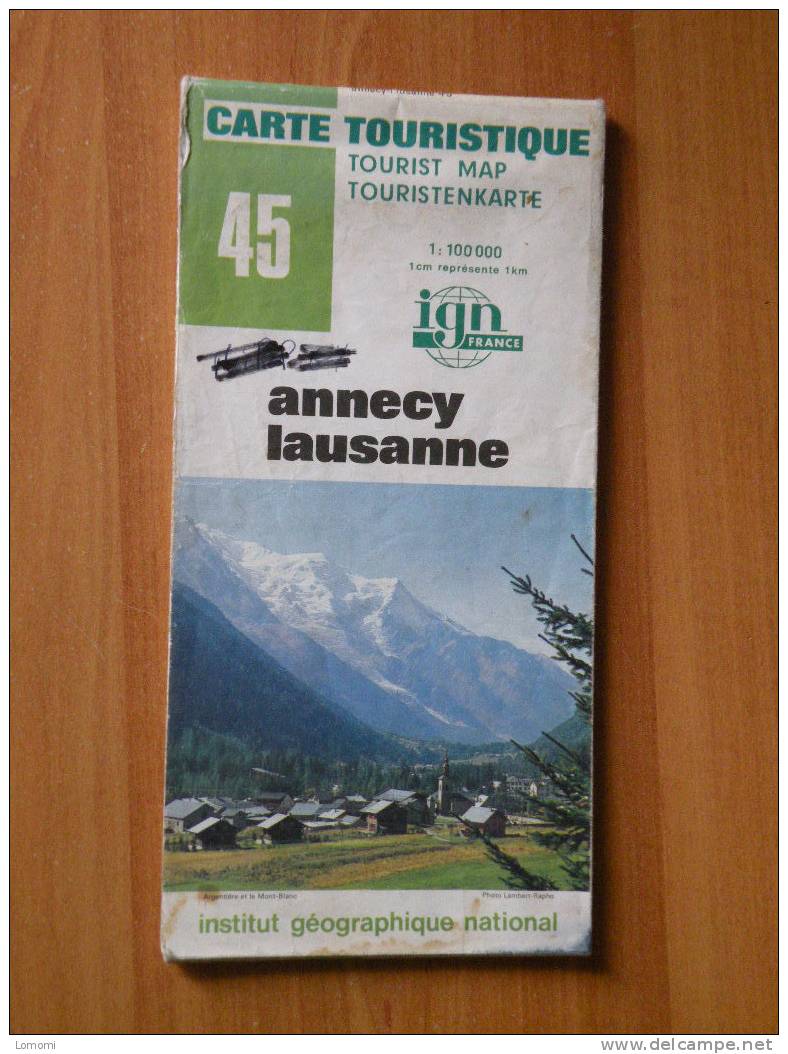 *Carte Routière IGN France N°45 - Annecy, Lausanne - Année 1980 Trés Bon état - Autres & Non Classés