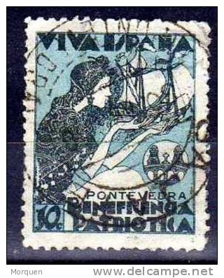 Viñeta Patriotica Benefica 10 Cts PONTEVEDRA, Guerra Civil º - Spanish Civil War Labels