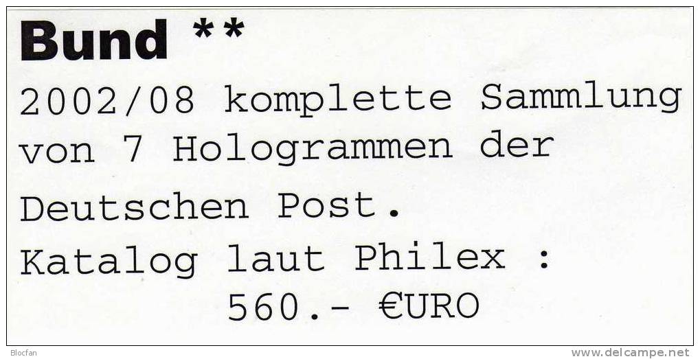 Komplett Hologramm - Marken Der EURO-Jahresblocks 2002 Bis 2008 ** 560€ - Holograms