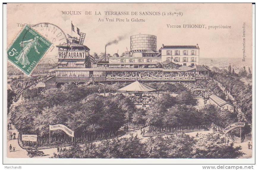 VAL D OISE.SANNOIS.MOULIN DE LA TERRASSE DE SANNOIS AU VRAI PERE LA GALETTE VICTOR D HONDT PROPRIETAIRE - Sannois