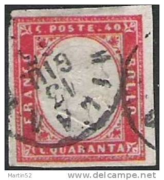 Sardegna 1863:  Vittorio Emanuele C.QUARANTA No.13b Con Annullata Circolo MILANO 13 GIU 65 (Michel 2014 = 30.00 Euro) - Sardegna