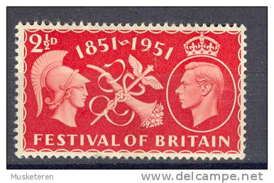 Great Britain 1951 Mi. 255   2½  P King König George VI Festival Of Britain Füllhorn & Merkurstab Britannia MH* - Ungebraucht