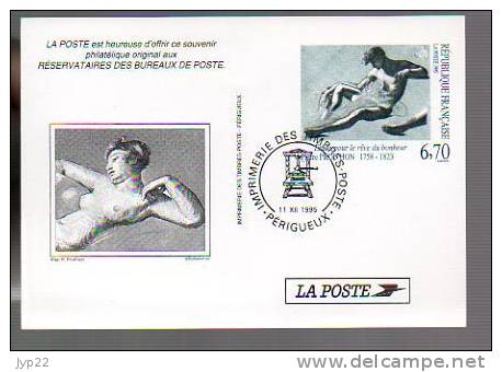 Souvenir De La Poste CAD Imprimerie De Périgueux 11-12-1995 - Tableau Peinture Peintre Prud'hon Fac Similé Tp 2927 - Official Stationery