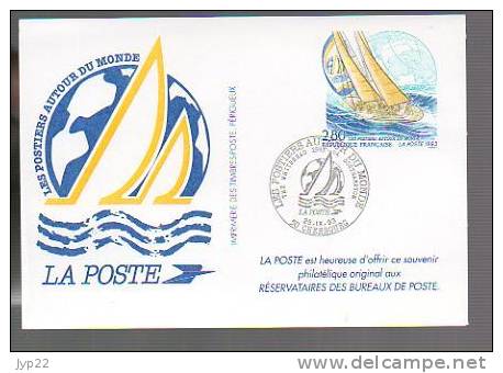 Souvenir De La Poste Les Postiers Au Bout Du Monde CAD The Whitbread Cherbourg 25-09-1993 - Fac Similé Tp 2831 - Official Stationery