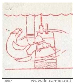 FRANCE : 1965 : Red Postal Metermark On Fragment : DOLFIJN,DAUPHIN,DOLPHIN,POMP,PUMP,##FLYGT##, - Dolphins