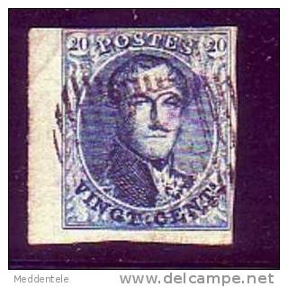 Belgique N° 4 ***COIN DE FEUILLE***  D 37 MOLL NIPA 4000 RRR+LUXE - 1849-1850 Medaglioni (3/5)