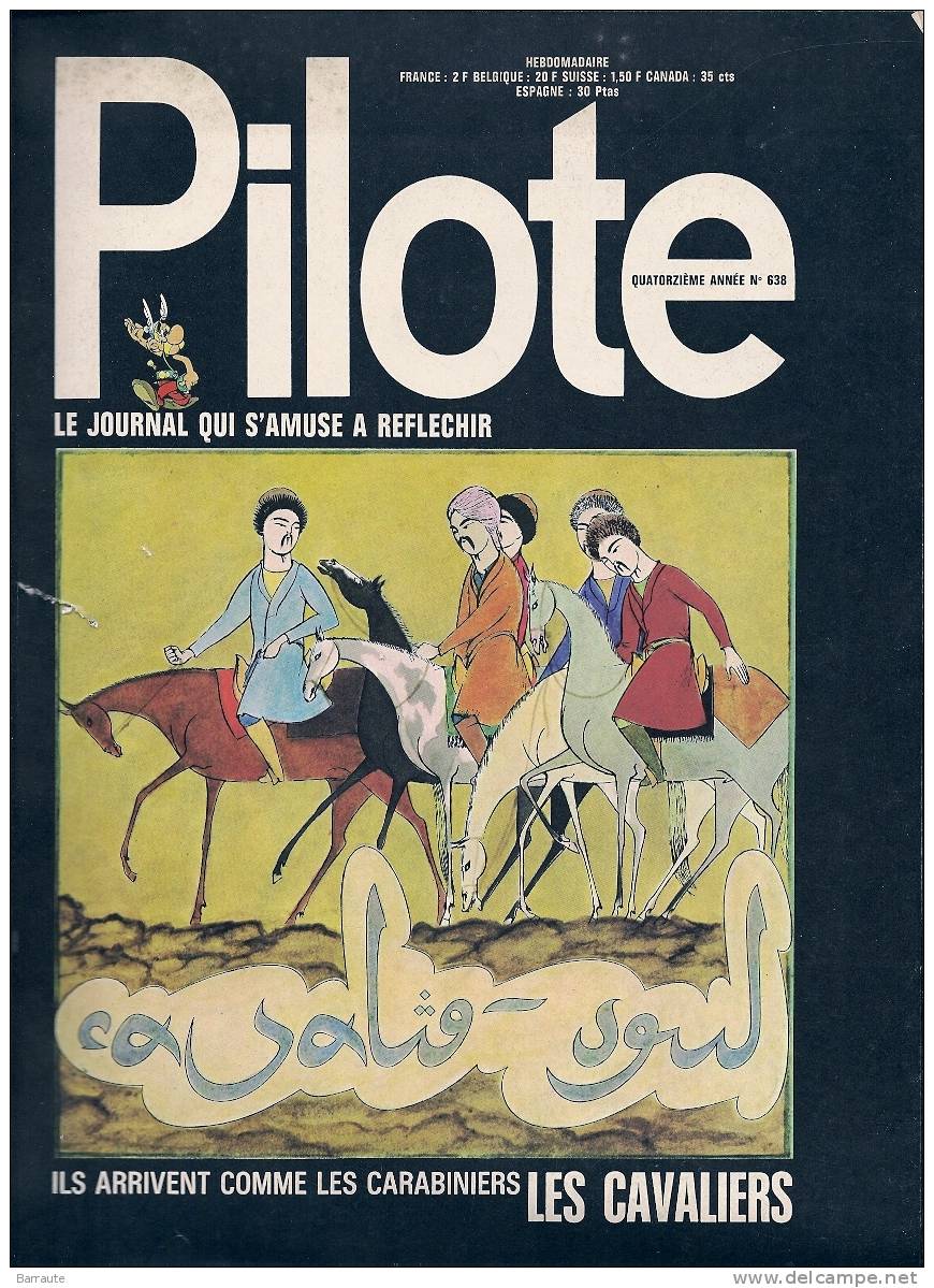 PILOTE N° 638 Du 27/01/1972 Couverture Dessin De RICOR .2 Pl Préédition "les Lauriers De Cesar - Pilote