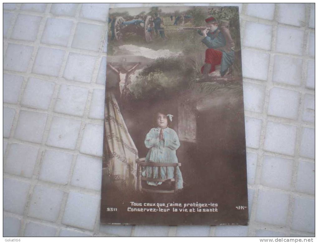 Carte Postale Ancienne Une Prière D´enfant à Genoux Pour Les Soldats Français Sur Le Front - Guerre 1914-18