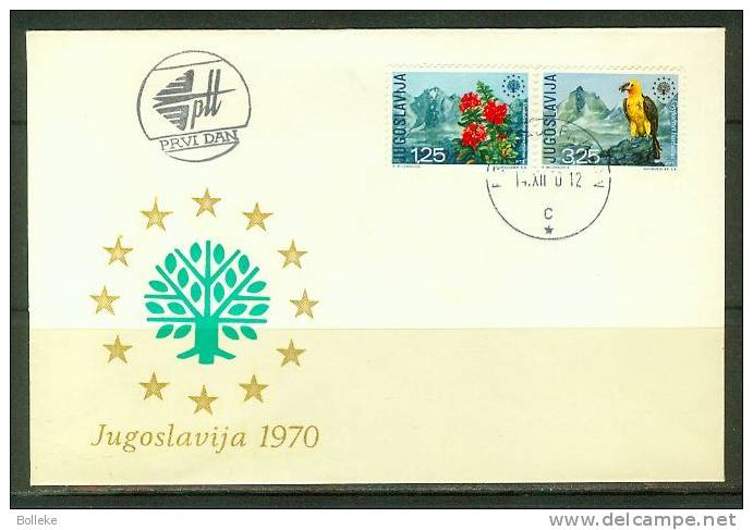 Oiseaux  -  Rapaces  -  Yougoslavie  -  Lettre FDC De 1970  -  Idées Européennes - Fleurs - Valeur 22 Euro - Cartas & Documentos