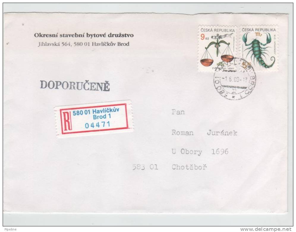 Czech Republic Registered Cover Havlickuv Brod 1-6-2000 - Brieven En Documenten