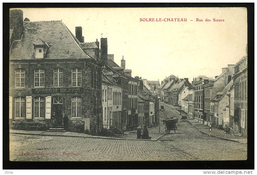 Solre Le Chateau Nord Rue Des Soeurs 1907 COIN Sup Droit Plié - Solre Le Chateau