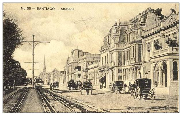 AK CHILE SANTIAGO ALAMEDA Strassenbahn Tram Old Postcard - Chile