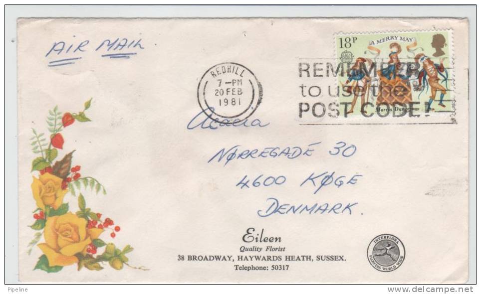 Great Britain Cover Sent Air Mail To Denmark Redhill 20-2-1981 - Unclassified