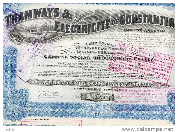 TRAMWAYS & ELECTRICITE De CONSTANTINOPLE (act.capital) - Spoorwegen En Trams