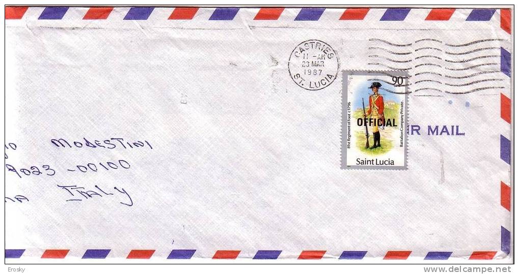 F1493 - ST LUCIA LETTER TO ITALY 23/31987 ( Registered Shipment Only ) - St.Lucie (1979-...)