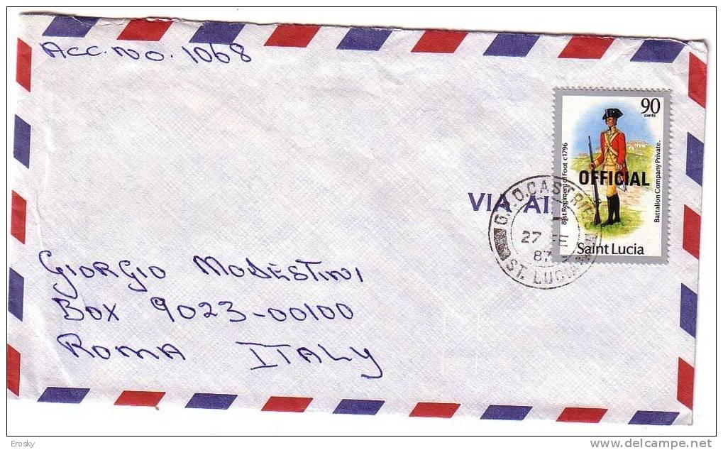 F1494 - ST LUCIA LETTER TO ITALY 1987 - St.Lucie (1979-...)