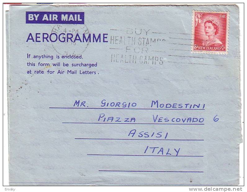 PGL 2301 - NEW ZEALAND AEROGRAMME TO ITALY 1956 - Covers & Documents