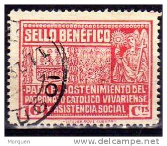 Guerra Civil. VIVERO (Lugo) , Sello Benefico 10 Cts º - Spanish Civil War Labels