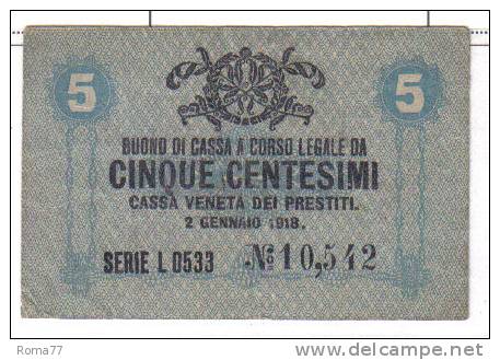 SS1852 3 - BANCONOTA BUONO CASSA DA 5 E 50 Cent CASSA VENETA DEI PRESTITI  1918 - Zu Identifizieren