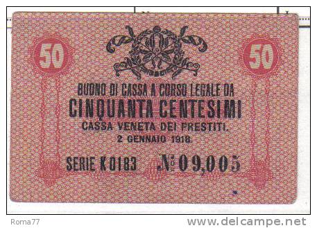 SS1852 3 - BANCONOTA BUONO CASSA DA 5 E 50 Cent CASSA VENETA DEI PRESTITI  1918 - A Identificar