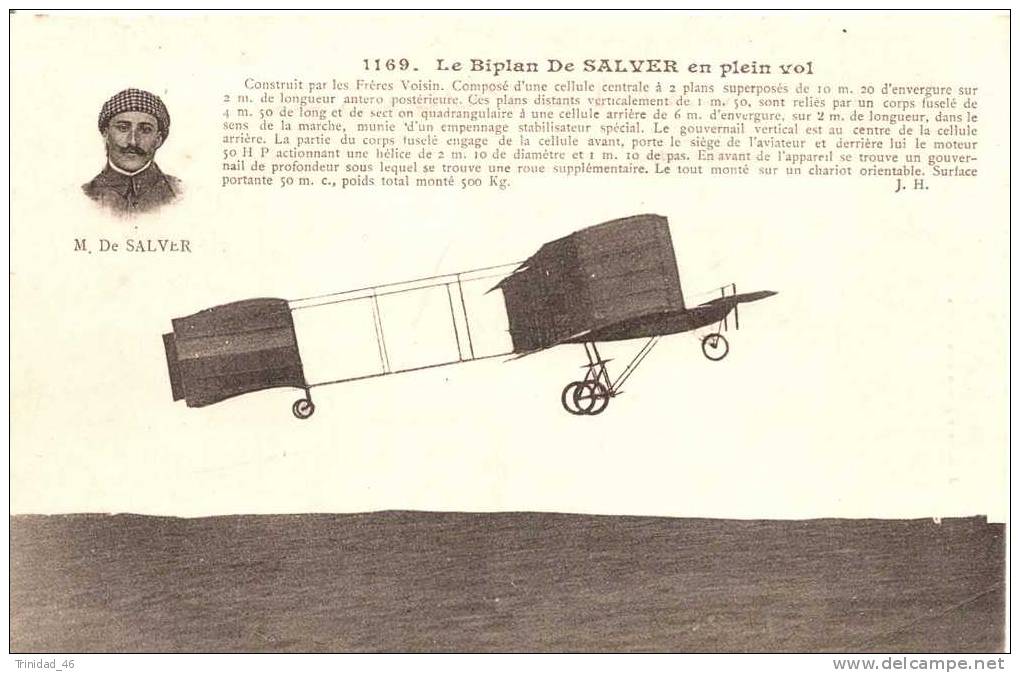 AVIATION  AVIATEUR   BIPLAN DE SALVER EN VOL - Aviateurs