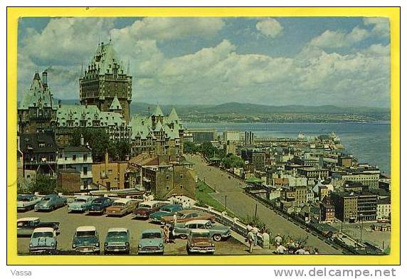 -VUE DE LA CITADELLE , LE CHATEAU FRONTENAC , LA TERRASSE DUFFERIN - LE ST. LAURENT , Voitures , Cars - Québec - Château Frontenac