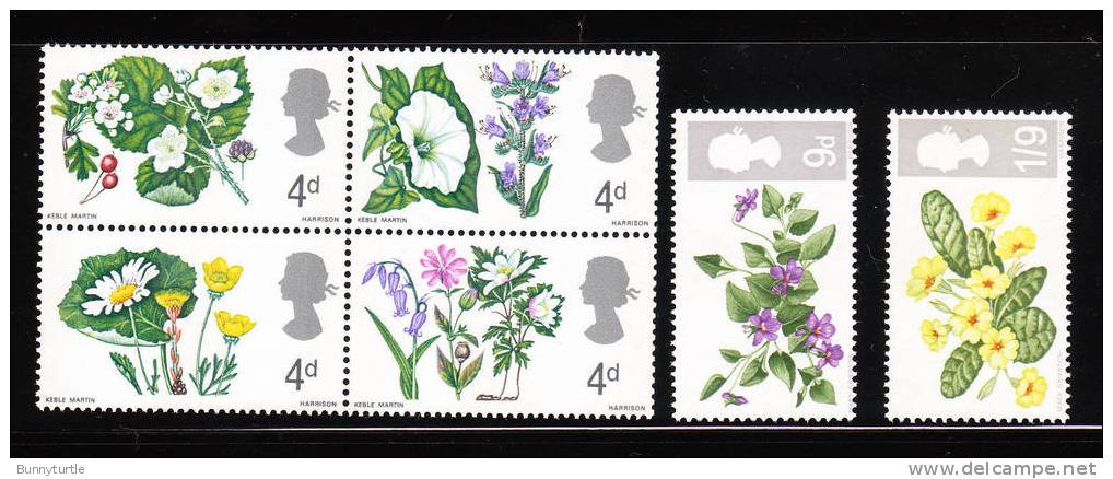 Great Britain 1967 Flowers Hawthorn And Wild Blackberry MNH - Nuevos