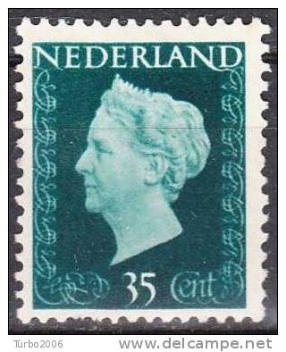 Nederland 1947-48 Koningin Wilhelmina 35 Cent Groen Ongestempeld NVPH  485 * - Neufs
