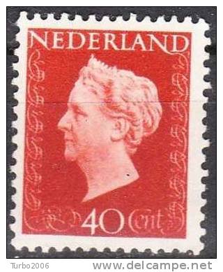 1947-48 Koningin Wilhelmina 40 Cent Bruinrood Ongestempeld NVPH  486 * - Unused Stamps