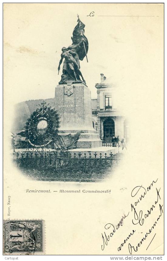 CPA 88 - REMIREMONT - MONUMENT COMMEMORATIF - (Place De La Gare , Carte De 1899 !) - Remiremont