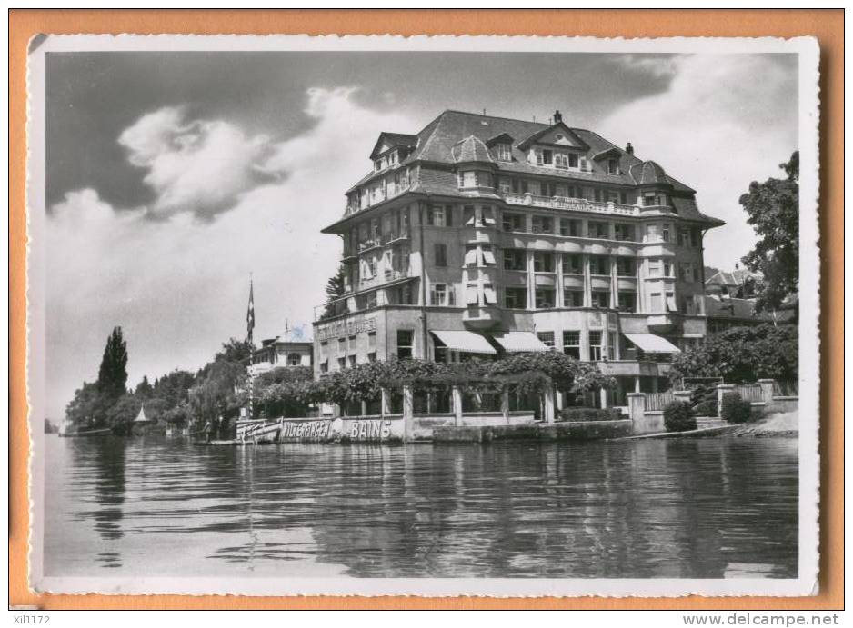 G707 Hilterfingen, Hoel Bellevue Au Lac. Cachet Touristique Hilterfingen 1954 - Hilterfingen