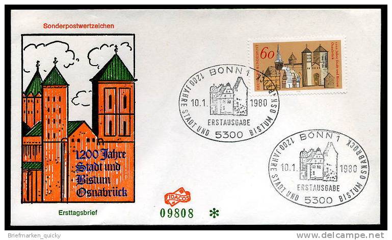 09373') BRD Michelnummer 1035 - FDC - 1200 Jahre Stadt Und Bistum Osnabrück - Sonstige & Ohne Zuordnung