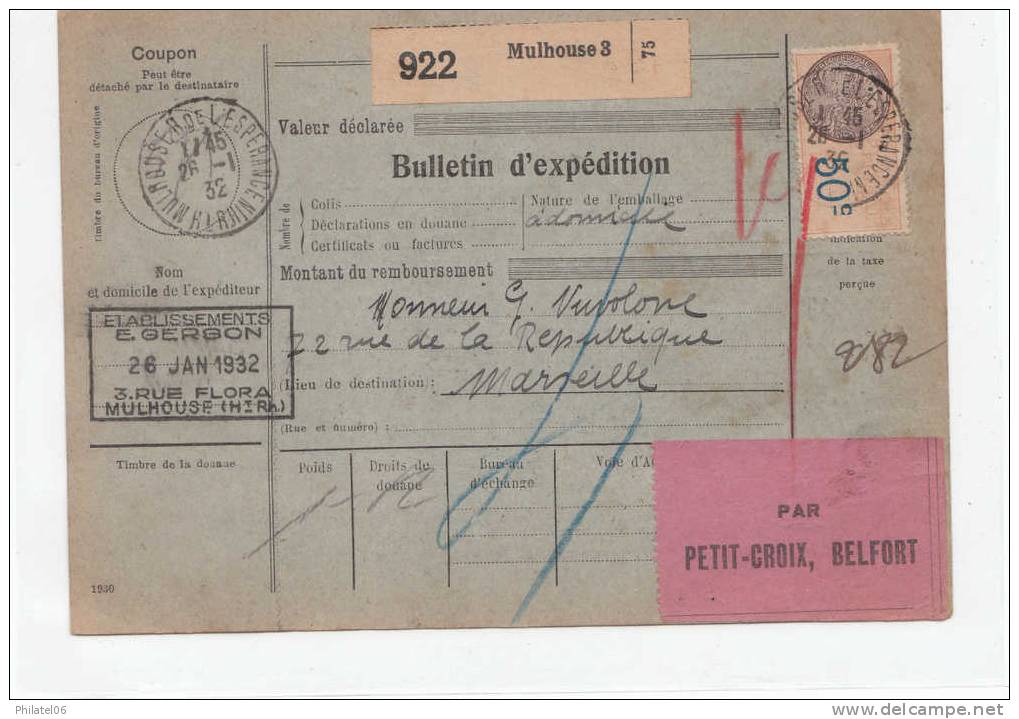 COLIS POSTAUX D'ALSACE-LORRAINE  TB - Lettres & Documents