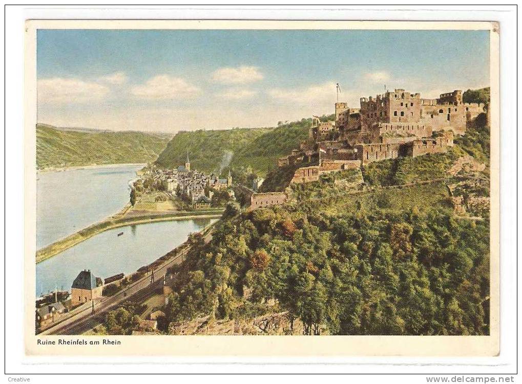 AK Rheinland-Pfalz St. Goar Mit Ruine Rheinfels(2 Petites Trous Au Coins) - St. Goar