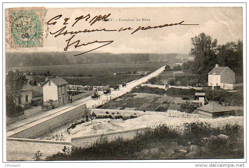 Carte Postale Ancienne Mery Sur Oise - Carrefour De Rhus - Mery Sur Oise