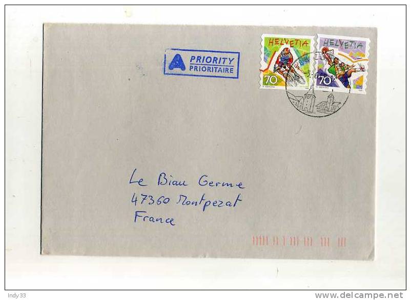 - SUISSE . AFFRANCHISSEMENT COMPOSE SUR ENVELOPPE DE 2000 POUR LA FRANCE . - Storia Postale