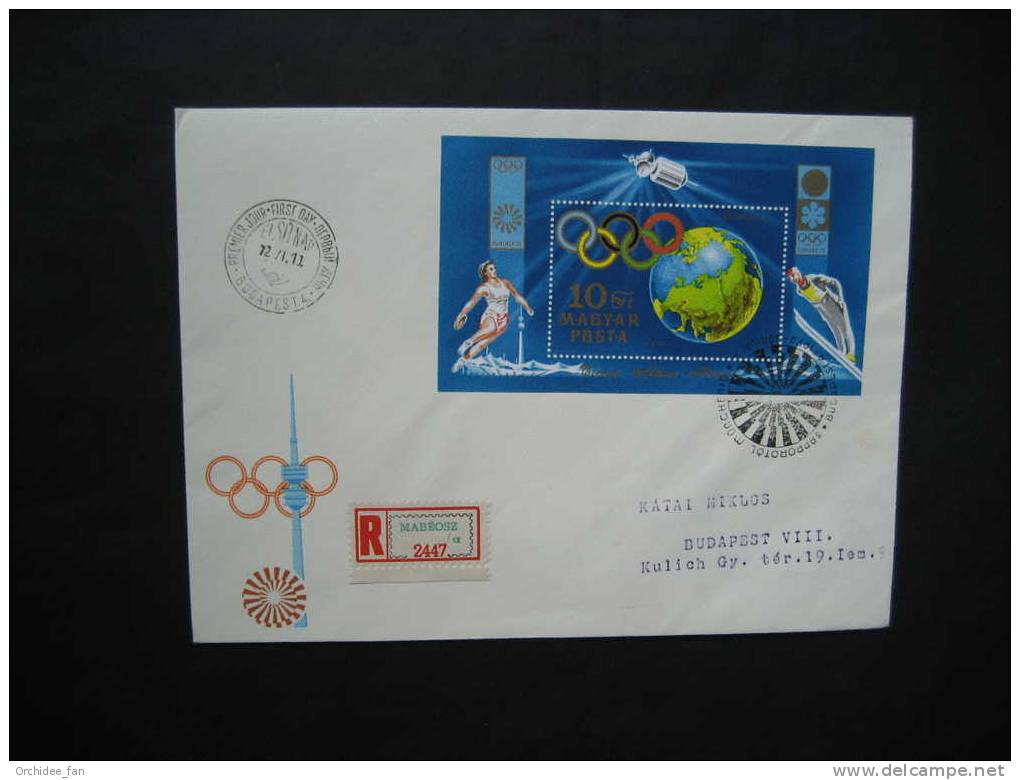 Ungarn 1972, Olympische Spiele, Sapporo Und München Block Mi 89A FDC - Inverno1972: Sapporo