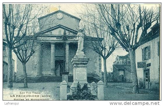 LOIRE -ref 79- La Pacaudiere - Eglise Et Monument   - Carte Bon Etat - La Pacaudiere