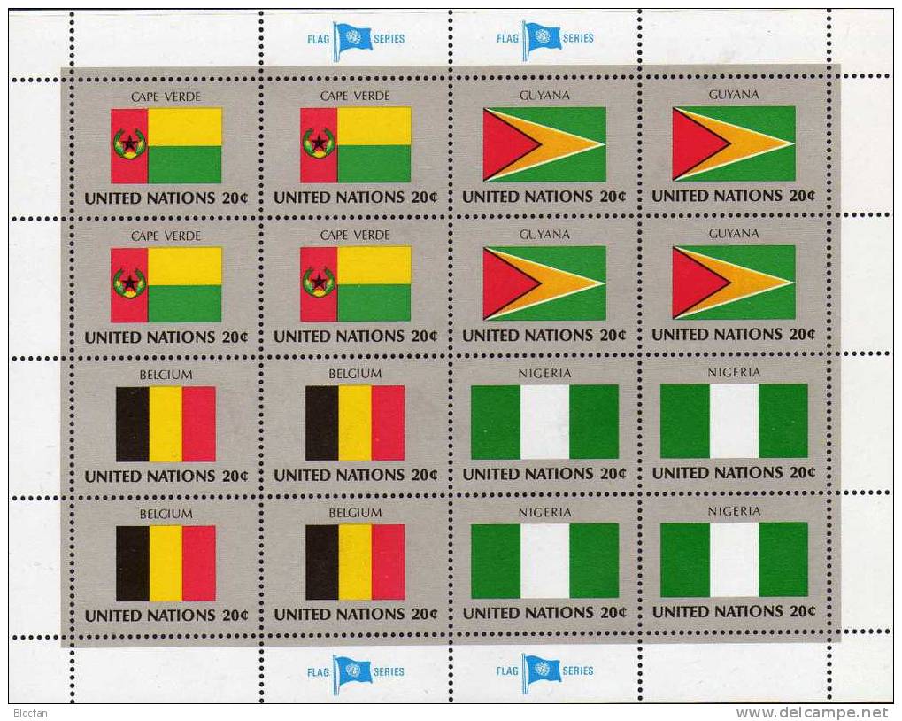 UNO Flagge Kap Verde 1982 New York 409, 4-Block + Kleinbogen ** 6€ - Cape Verde