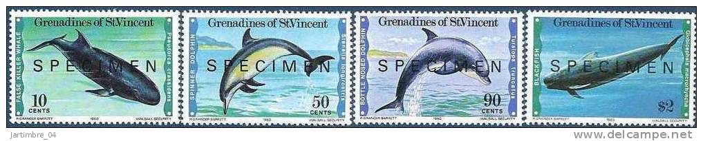 1980 SAINT VINCENT  Grenadines 175-78** Mammifères Marins, Baleines, Dauphins, SPECIMEN - St.Vincent Y Las Granadinas