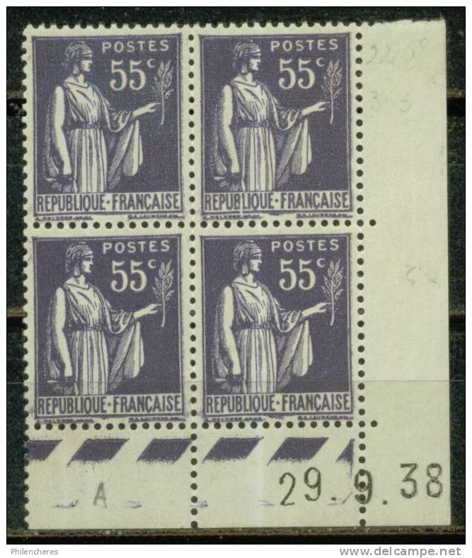 France Bloc De 4 - Coin Daté 1938 - Yvert N° 363 X - Cote 11 Euros - Prix De Départ 3,5 Euros - 1930-1939