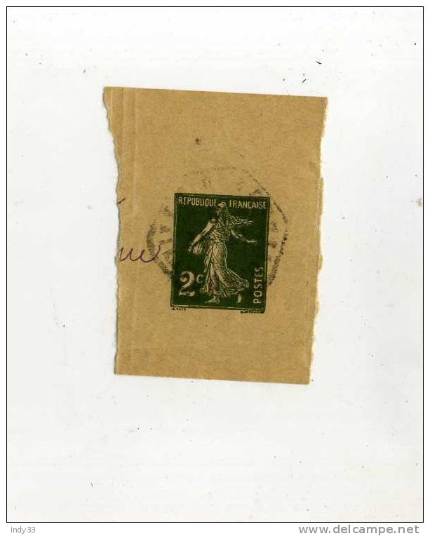 - FRANCE ENTIER POSTAL . BANDE POUR JOURNAL  . FRAGMENT DE BANDE AVEC  2c SEMEUSE CAMEE VERT - Bandes Pour Journaux