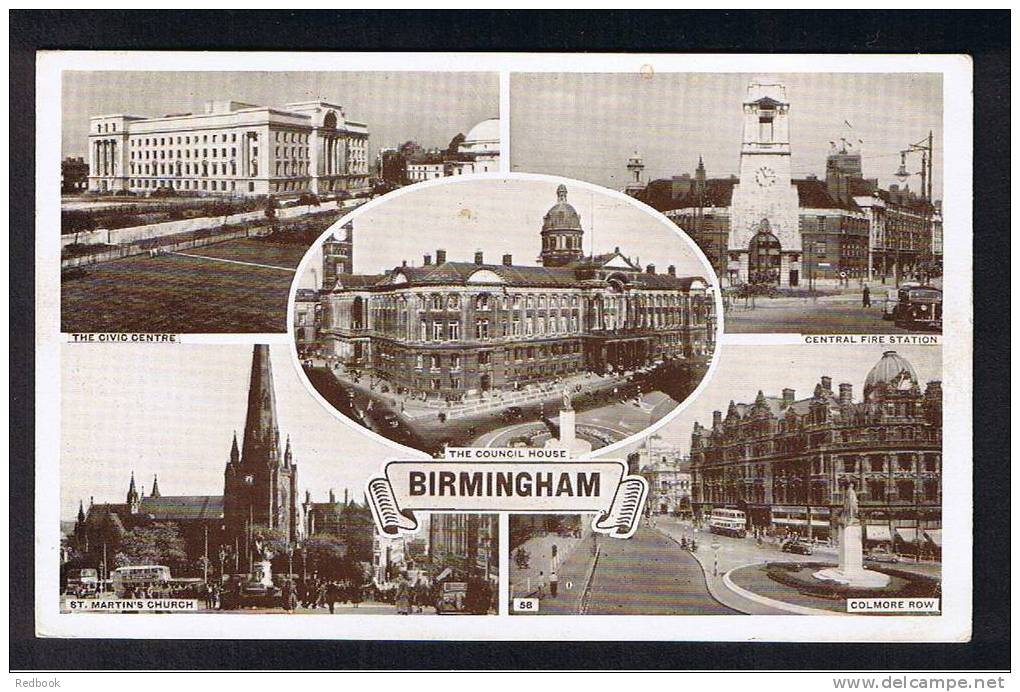 1955 Multiview Birmingham Warwickshire Shows Fire Station With Good "Civil Defence Join Now" Slogan Postmark - Ref 498 - Birmingham