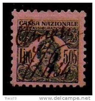 1928 - CASSA NAZIONALE PER LE ASSICURAZIONI SOCIALI - Lire 5,05 - Steuermarken