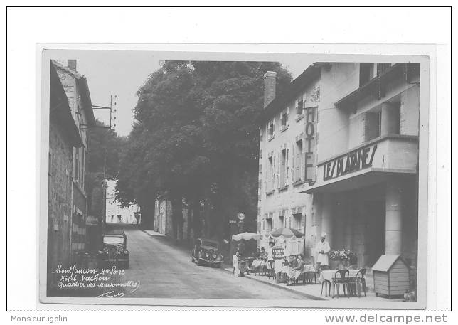 43 )) MONTFAUCON - Hotel Vachon, Quartier Des Maisonnettes - ANIMEE, POMPE A ESSENCE - Montfaucon En Velay